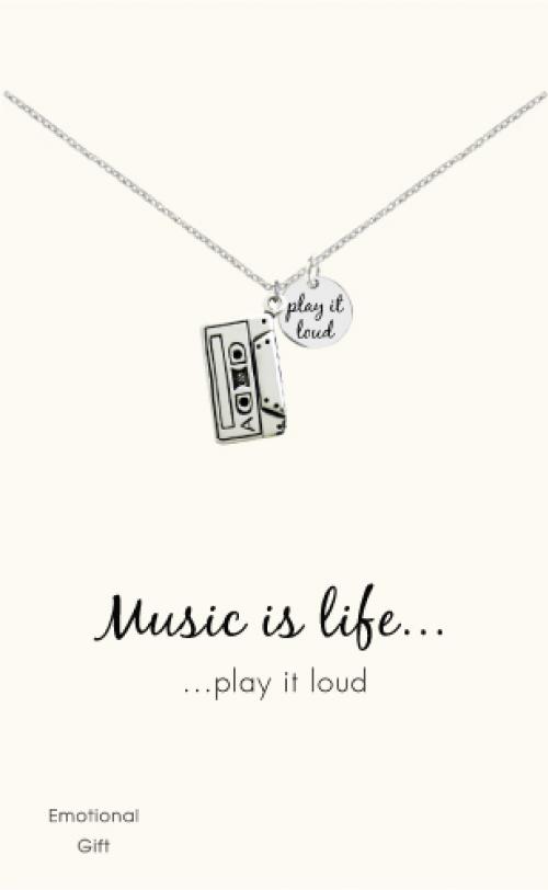 Music tape silver pendant